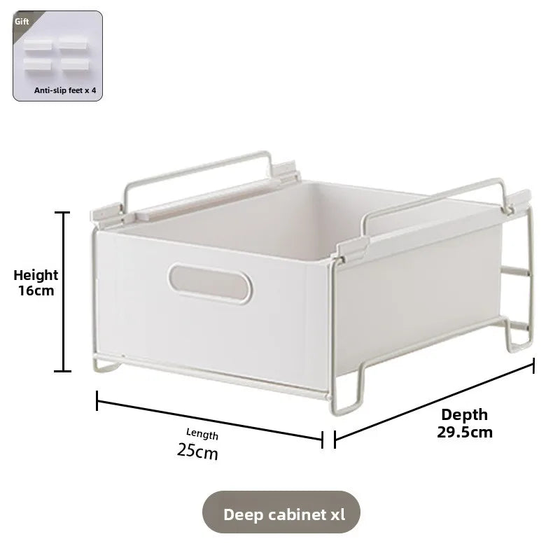 Under Sink Cabinet Storage Organizer with Pull Out Shelves and Iron Wire Basket for Kitchen Misc Items Organizers Storage