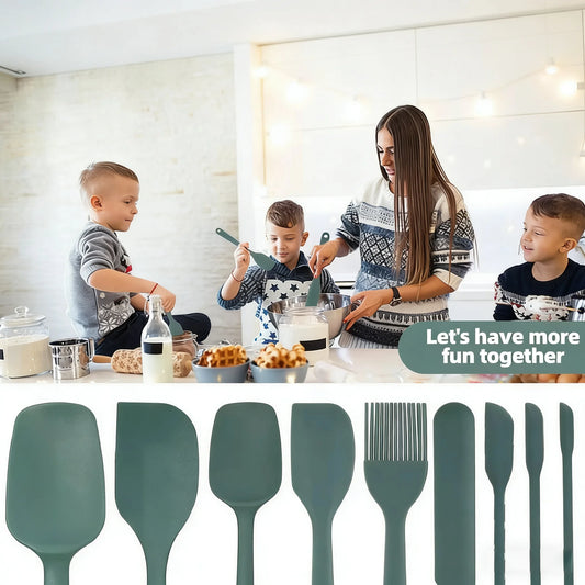 Silicone Baking Tool Set 6-piece/ 9-piece Cream Scraper Oil Brush Heat-resistant Food Grade BBQ and Kitchen Utensils
