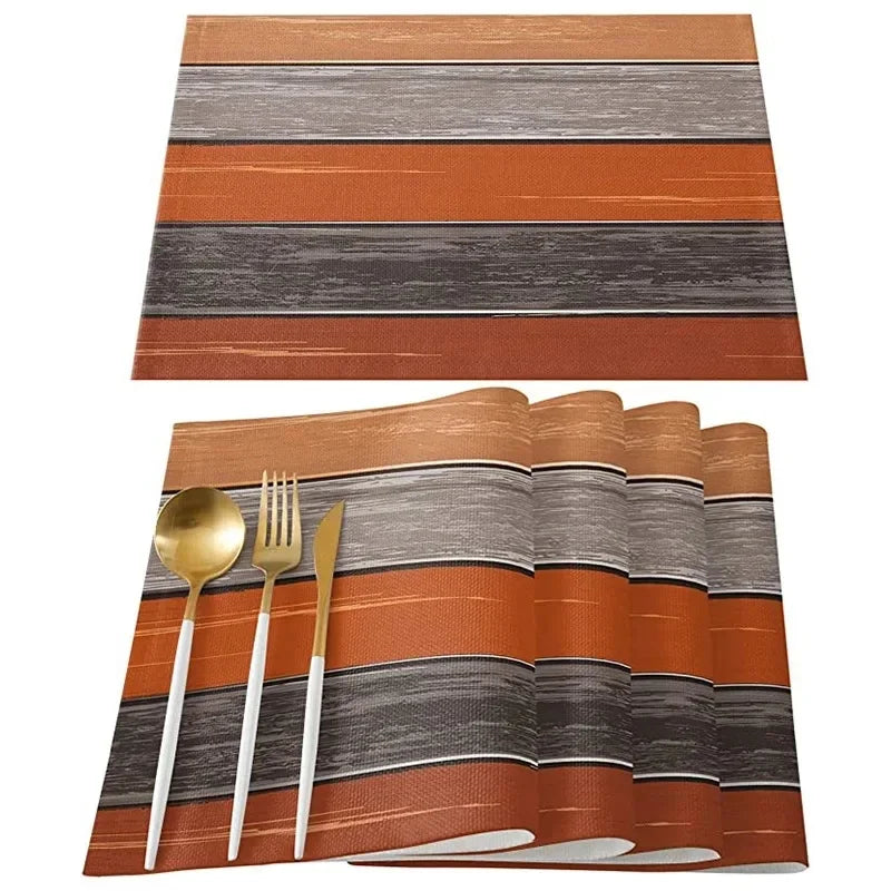 4/6/8pcs Linen Table Mat Non-Slip Bowl Pad Coaster Set Washable  Dining Table Placemats Retro Rustic Home Decoration Accessories