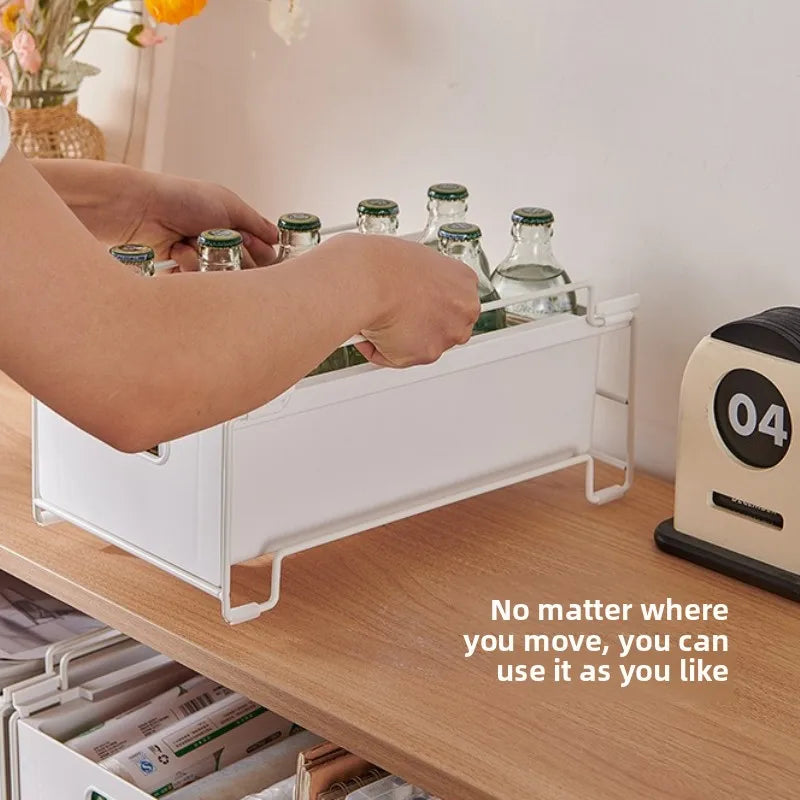Under Sink Cabinet Storage Organizer with Pull Out Shelves and Iron Wire Basket for Kitchen Misc Items Organizers Storage