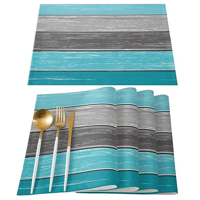 4/6/8pcs Linen Table Mat Non-Slip Bowl Pad Coaster Set Washable  Dining Table Placemats Retro Rustic Home Decoration Accessories