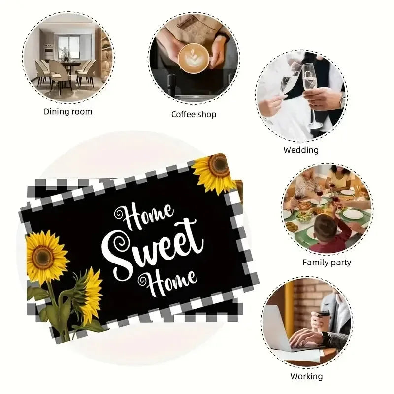 4/6/8pcs Linen Table Mat Non-Slip Bowl Pad Coaster Set Washable  Dining Table Placemats Retro Rustic Home Decoration Accessories