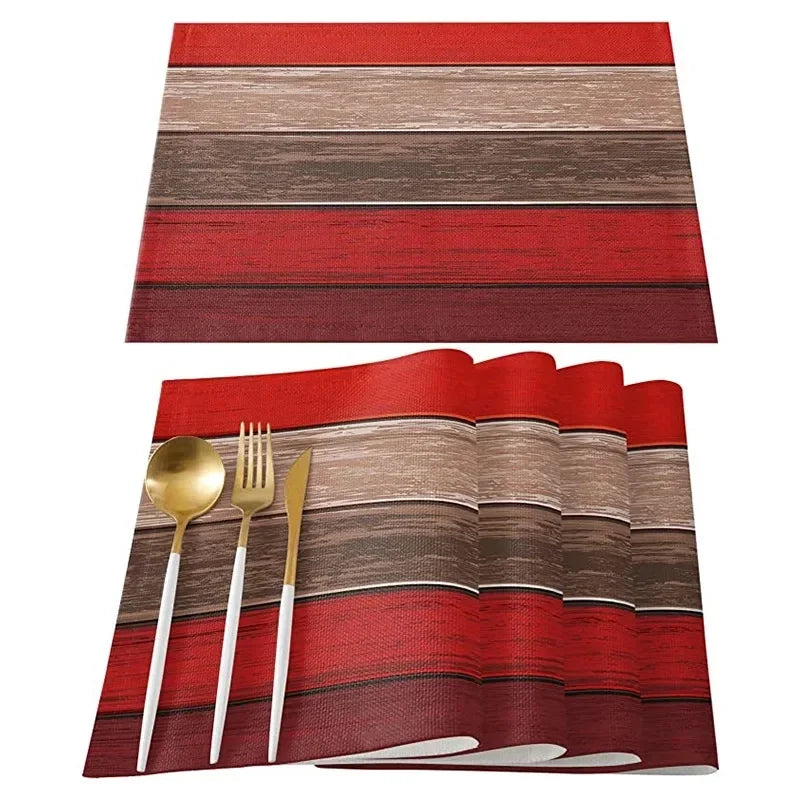 4/6/8pcs Linen Table Mat Non-Slip Bowl Pad Coaster Set Washable  Dining Table Placemats Retro Rustic Home Decoration Accessories
