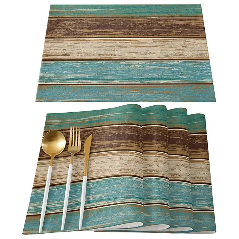 4/6/8pcs Linen Table Mat Non-Slip Bowl Pad Coaster Set Washable  Dining Table Placemats Retro Rustic Home Decoration Accessories