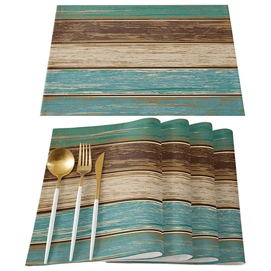 4/6/8pcs Linen Table Mat Non-Slip Bowl Pad Coaster Set Washable  Dining Table Placemats Retro Rustic Home Decoration Accessories