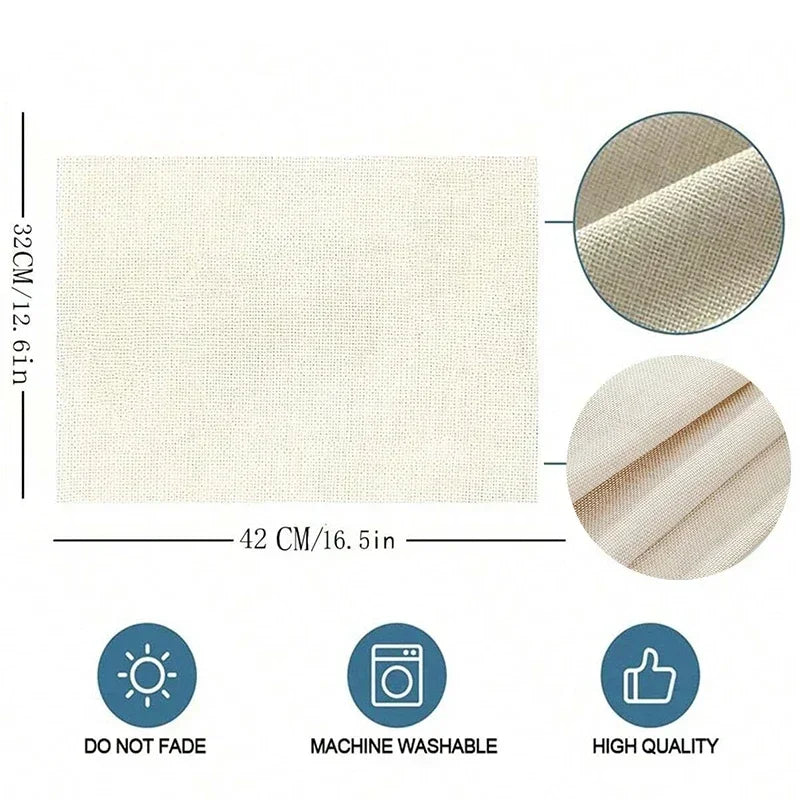 4/6/8pcs Linen Table Mat Non-Slip Bowl Pad Coaster Set Washable  Dining Table Placemats Retro Rustic Home Decoration Accessories