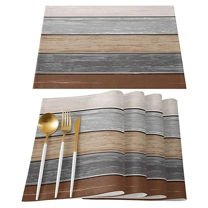 4/6/8pcs Linen Table Mat Non-Slip Bowl Pad Coaster Set Washable  Dining Table Placemats Retro Rustic Home Decoration Accessories